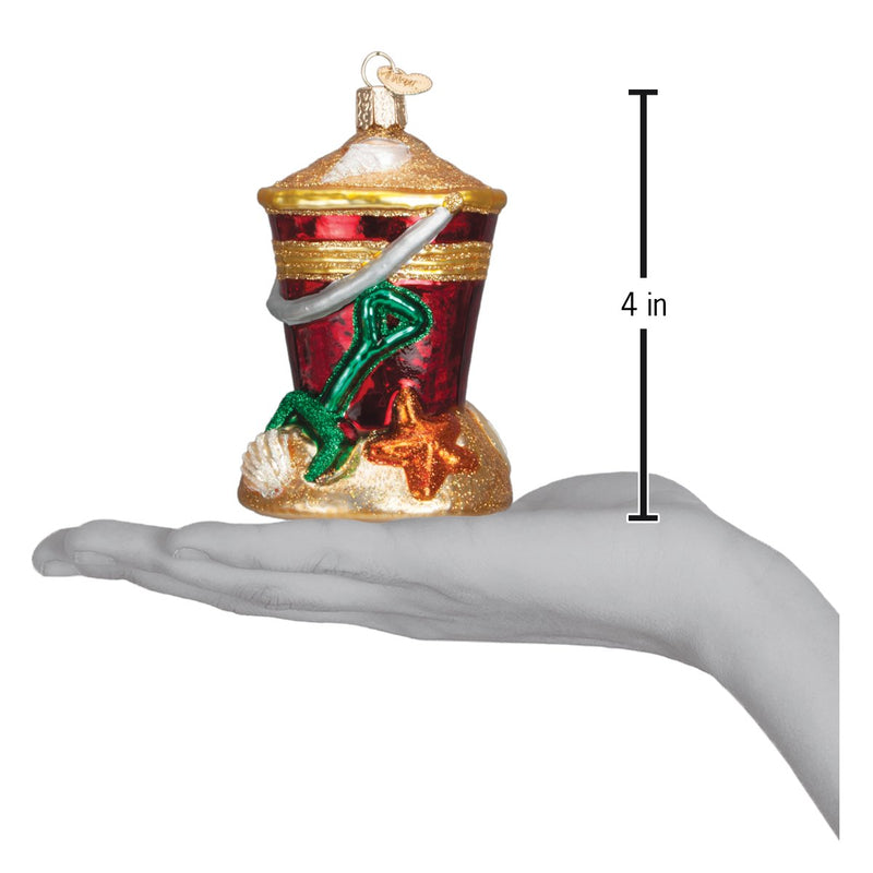 Beach Bucket Glass Ornament
