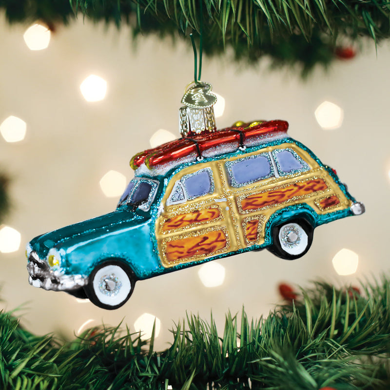 Surf's Up Woody Wagon Ornament