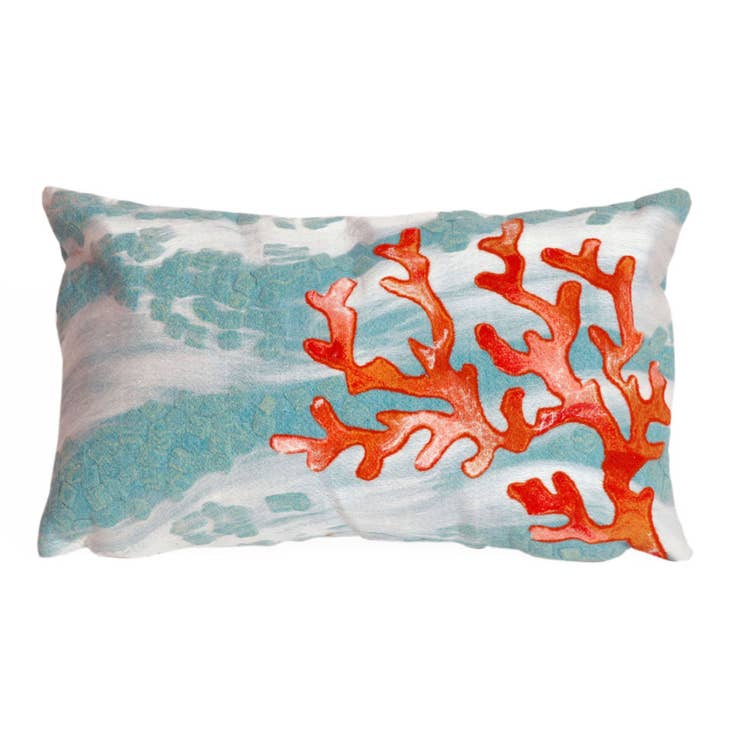 Visions Iii Coral Wave Indoor/Outdoor Pillow 12" x 20"