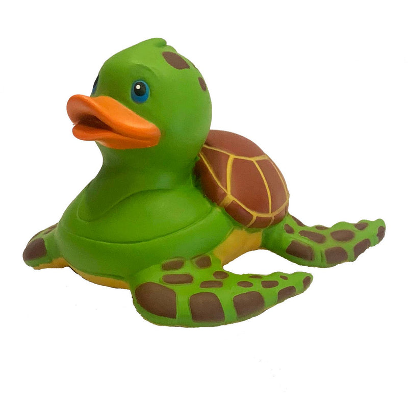 Rubber Duck Sea Turtle 4-inch bath toy featuring a sea turtle shell design.