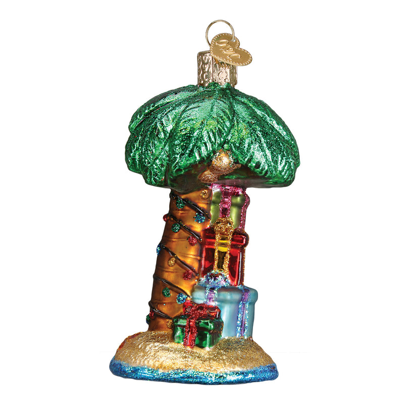 Christmas Palm Tree Glass Ornament