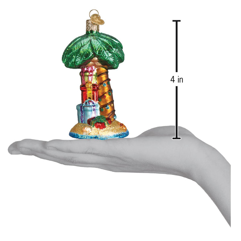 Christmas Palm Tree Glass Ornament