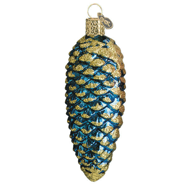 Blue Shimmering Cone Glass Ornament
