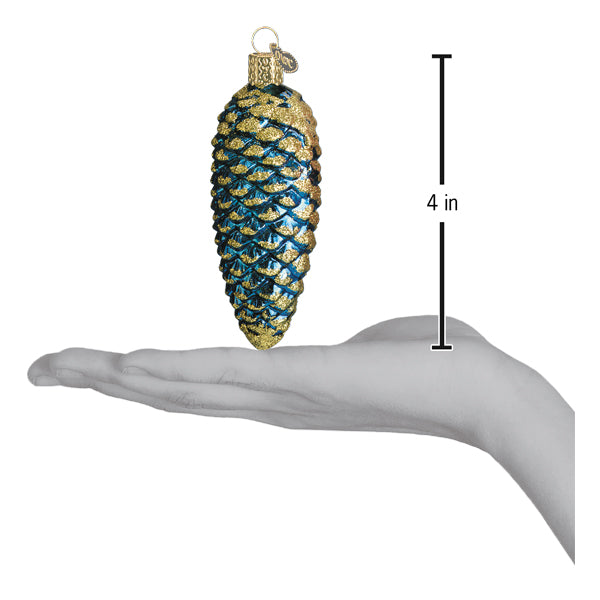 Blue Shimmering Cone Glass Ornament