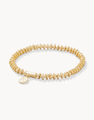 5mm Stretch Bracelet Gold Disk with 18kt matte gold-plated metal beads.