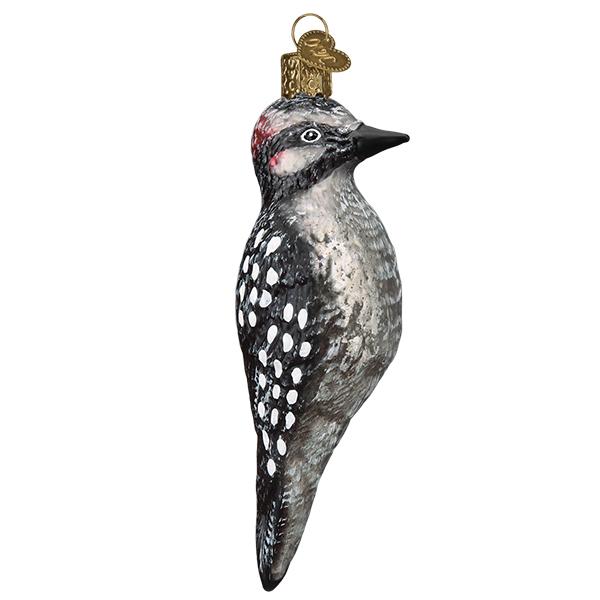 Vintage Hairy Woodpecker Glass Ornament