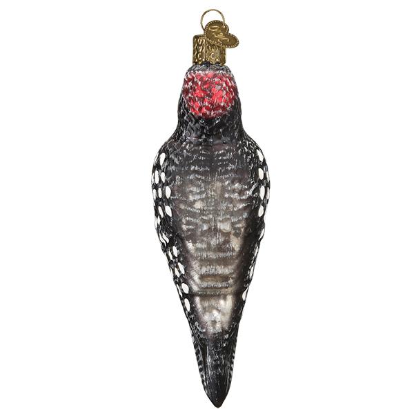 Vintage Hairy Woodpecker Glass Ornament