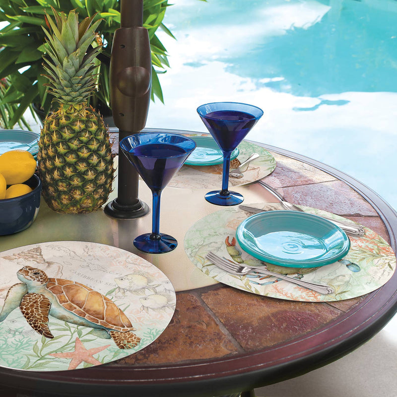Caribbean Seas Reversible Round Easy Care Placemat