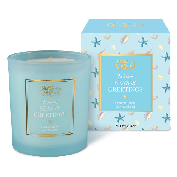 Warm Seas & Greetings Candle – Coastal Holiday Citrus & Driftwood Soy Blend