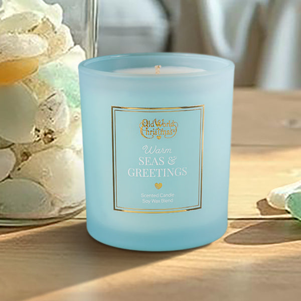 Warm Seas & Greetings Candle – Coastal Holiday Citrus & Driftwood Soy Blend