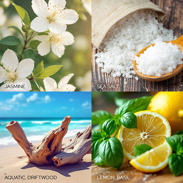 Warm Seas & Greetings Candle – Coastal Holiday Citrus & Driftwood Soy Blend