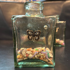 Shell Filled Bottle with Butterfly Accent