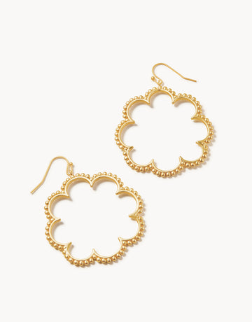 Disco Earrings in 18kt matte gold with a 1970s-inspired circular design.