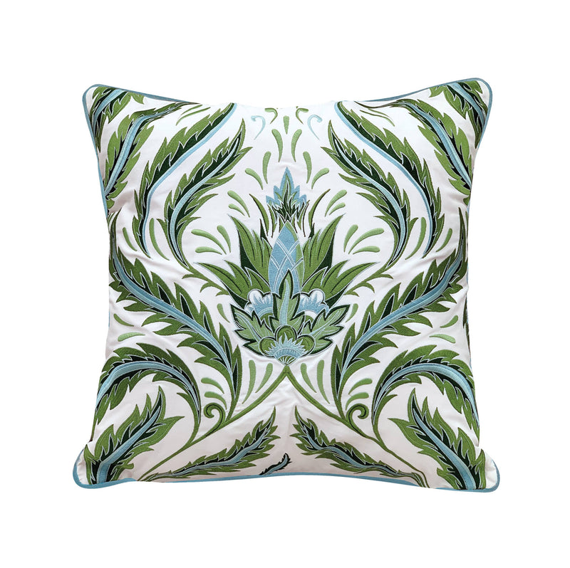 Green Morris Thistle Botanical Indoor/Outdoor Throw Pillow