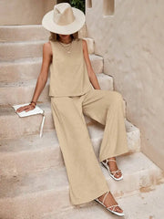 Effortless Comfort Two-Piece Cotton Coverup Set – Neutral Beige