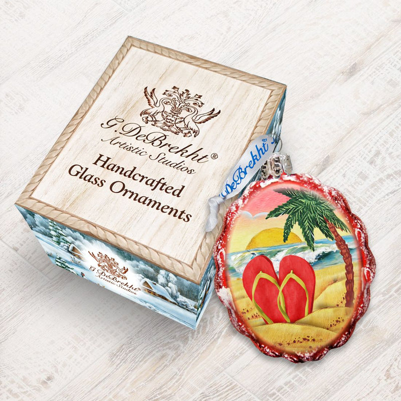 Flip Flops Beach Mercury Glass Ornament by G. DeBrekht - Coastal Holiday Christmas Decor