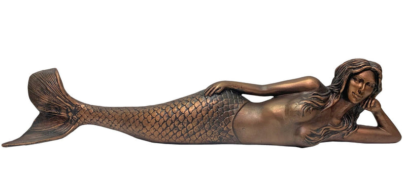 25"L Copper finish Little Dreamy Lying Mermaid