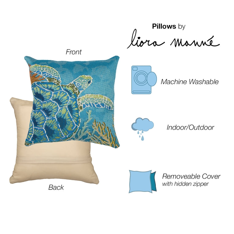 Marina Seaturtle Garden Indoor/Outdoor Pillow 18" x 18"