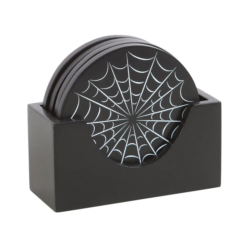 Black Gothic Spiderweb Coaster Set