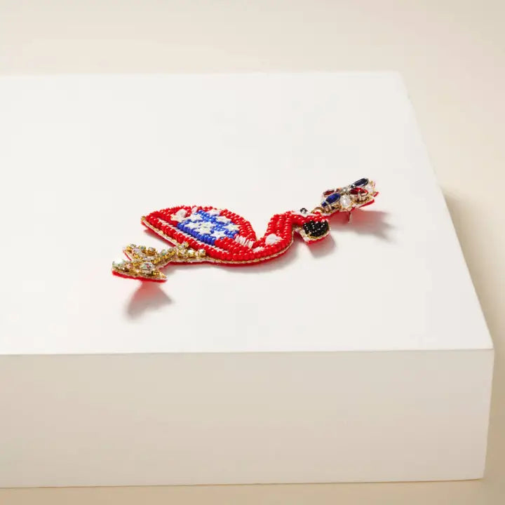USA Flamingo Seed Beaded Earrings