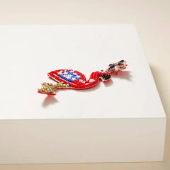 USA Flamingo Seed Beaded Earrings