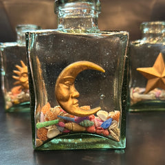 Shell Filled Bottle with Astrological Accents Trio