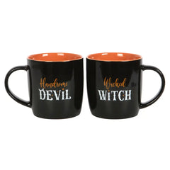 Wicked Witch and Handsome Devil Couples Halloween Mug Set