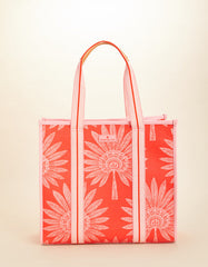 Boat Tote in Palmetto Frond design with splash-proof laminated cotton and multiple interior pockets.