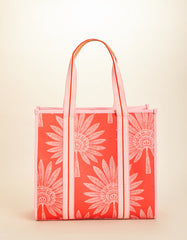 Boat Tote in Palmetto Frond design with splash-proof laminated cotton and multiple interior pockets.