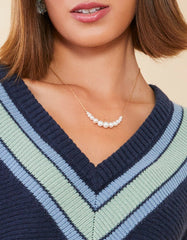 Paragon Pearl Necklace with freshwater pearls on a thin 18kt matte gold-plated chain.