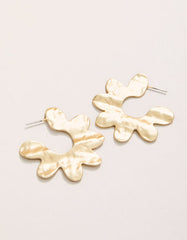 Kai Flower Hoop Earrings with floral design in 18kt matte gold plating.