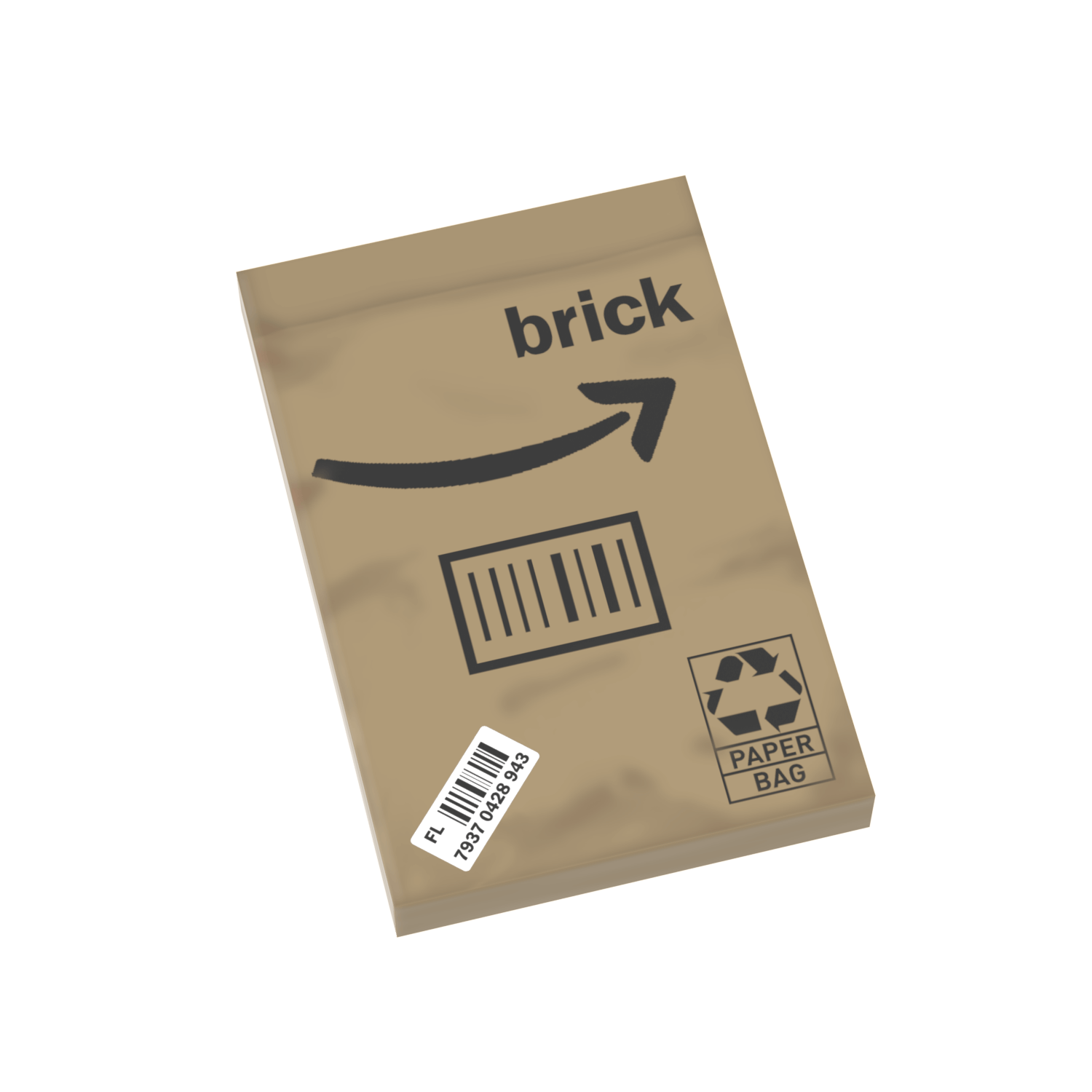 Amazing Brown Recyclable Mailer - Package - Custom Printed 2x3 Tile - Made Using LEGO® Parts