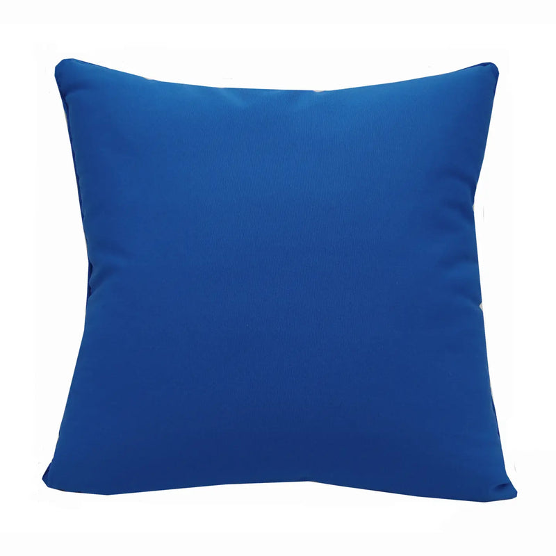 Back view of the Agave-Tequila Maker Pillow featuring a solid vibrant blue panel for a clean, modern look.