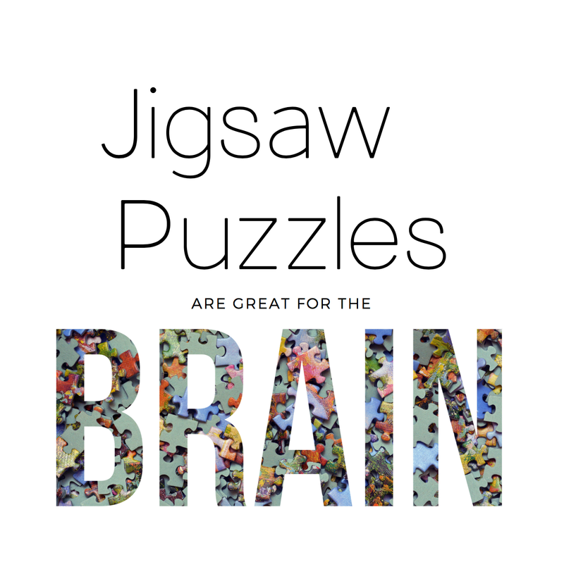 Promotional banner showing the Beach Glass puzzle with the slogan "Jigsaw Puzzles are Great for the Brain."