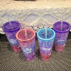 Double Wall Freezer Tumbler Mug with Straw and Lid