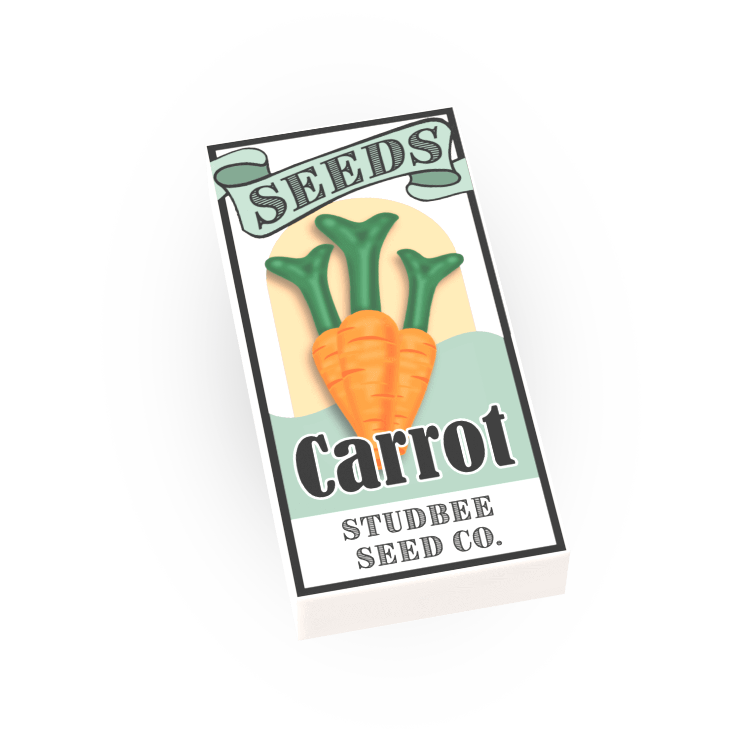 Seed Packet, Carrot - Custom Printed Minifig Scale Tile - Made Using LEGO® parts
