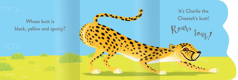 Illustration of a cheetah on a book page with text about its color pattern.