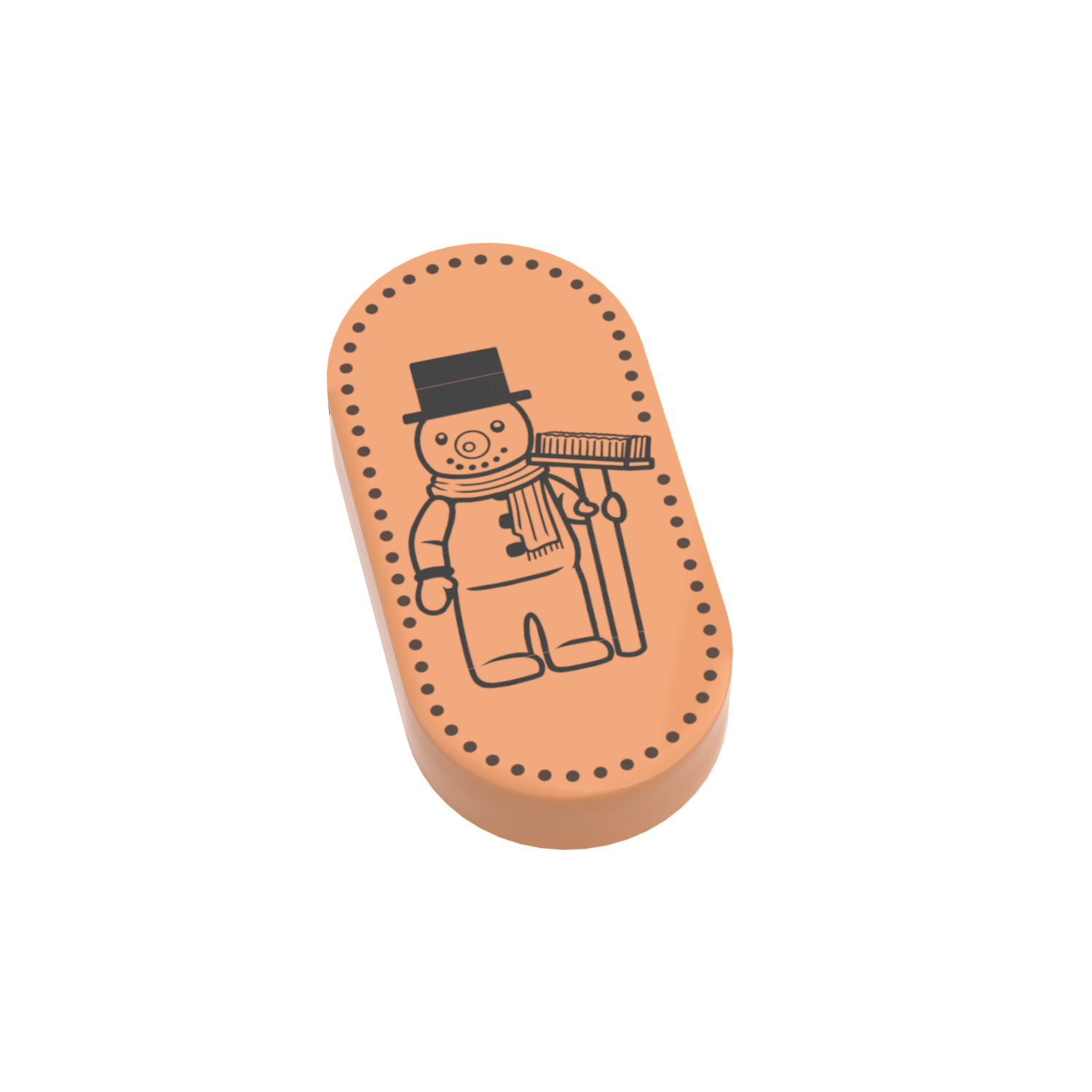 Pressed Penny - Snowman - Custom Printed 1x2 Tile - Made Using LEGO® Parts