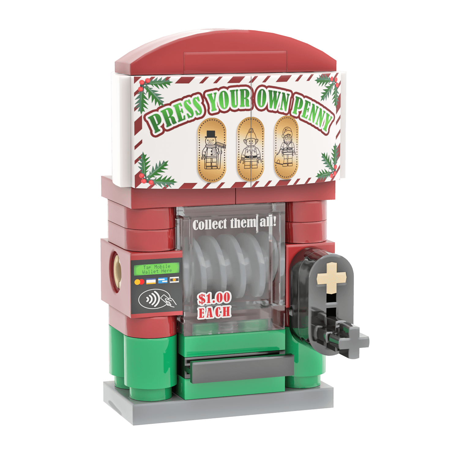 Penny Press - Christmas Themed - Custom Printed Set - Made Using LEGO® Parts