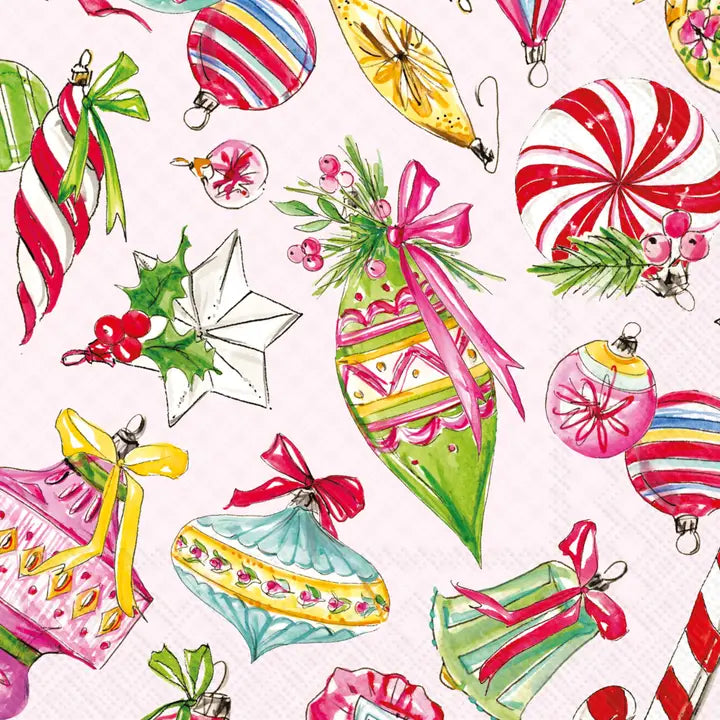Colorful Christmas ornament pattern on a white background