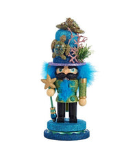 Sparkly nutcracker on white background with turtles on hat