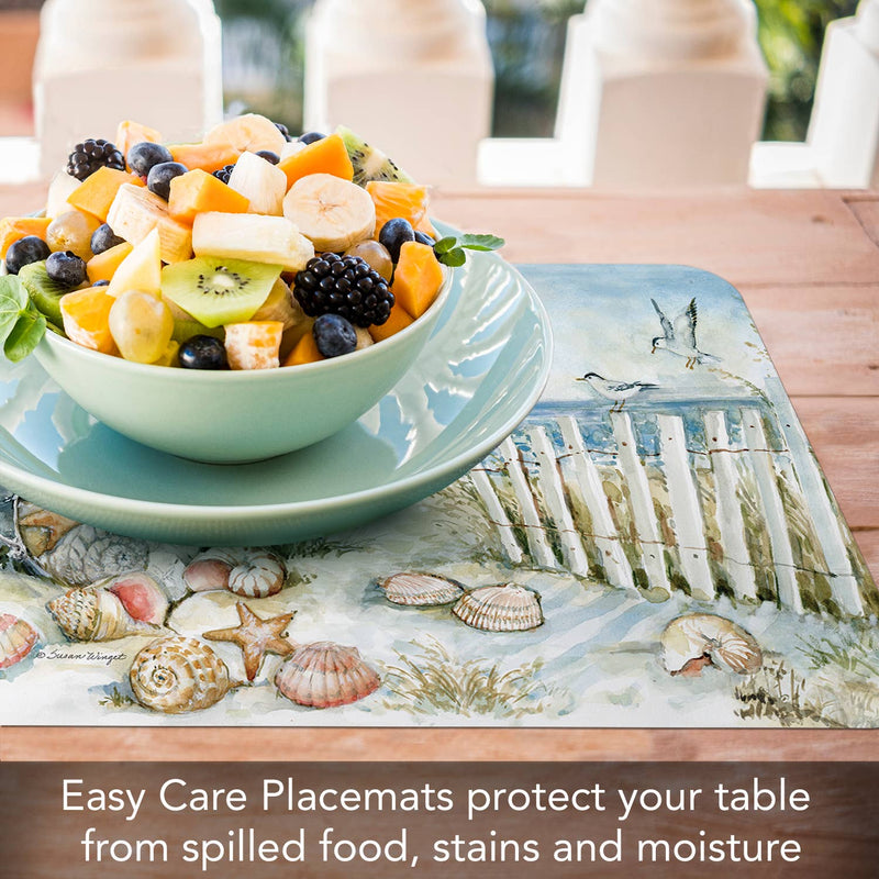 Coastal Sanctuary Reversible Rectangular Placemat – BPA-Free, Made in USA, Easy to Clean
Easy care placemats protect your table from spilled food, stains and moisture