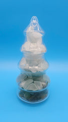 Clear glass Christmas tree ornament filled with sea glass pieces – beach house décor