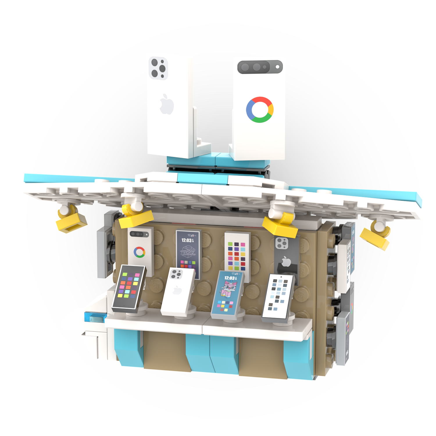 Phone Kiosk  - Market Stall - Build Kit- Custom Printed - Made Using LEGO® Parts