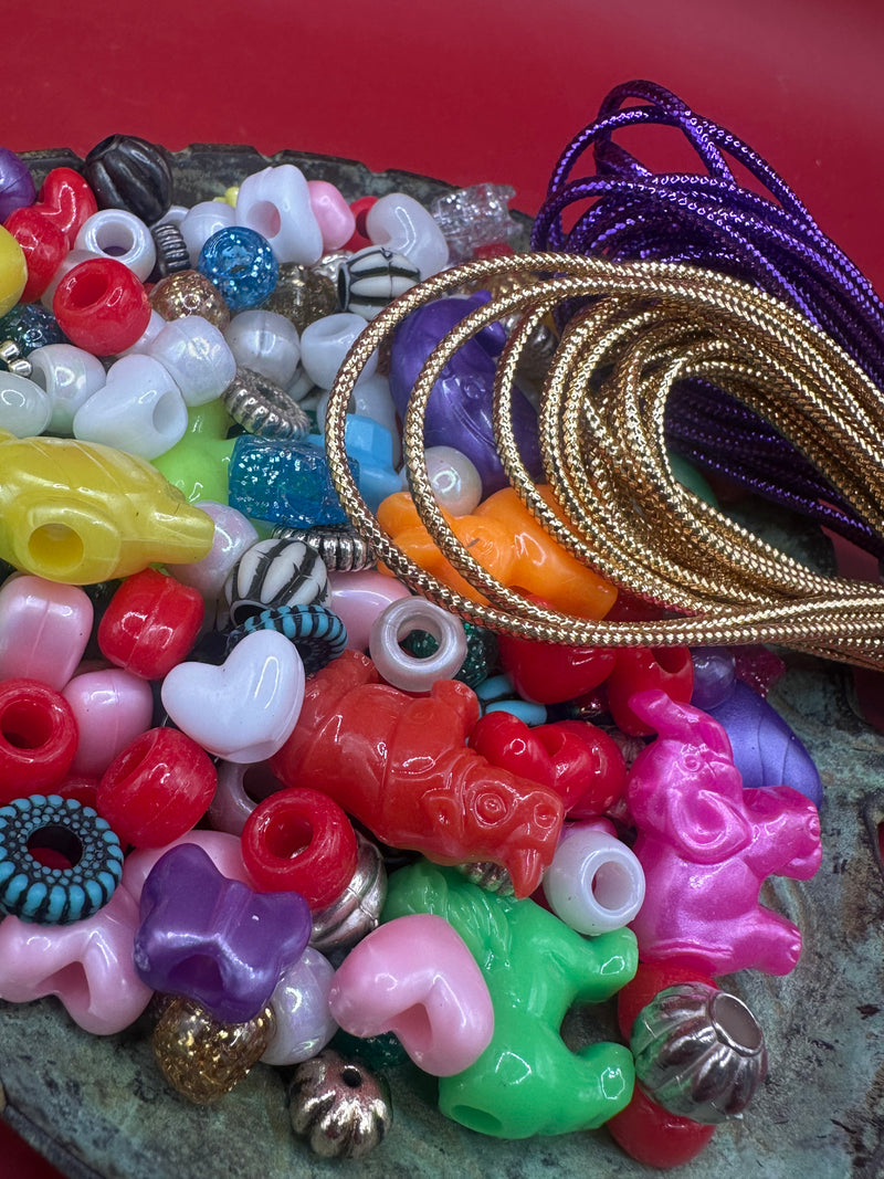 DIY friendship bracelet kit with assorted beads and string – kids craft set