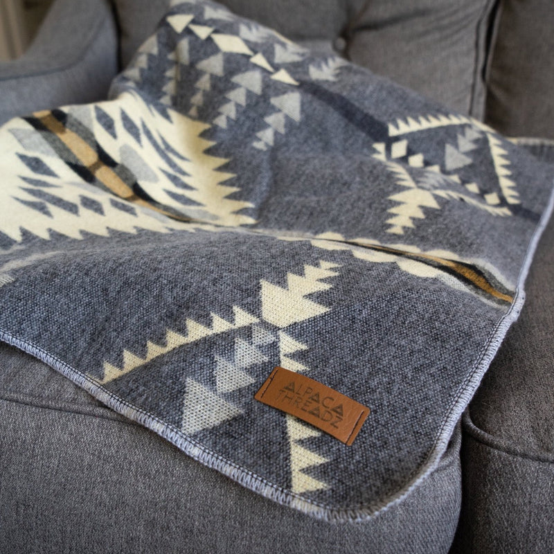 Andean Alpaca Wool Blanket - Cloud