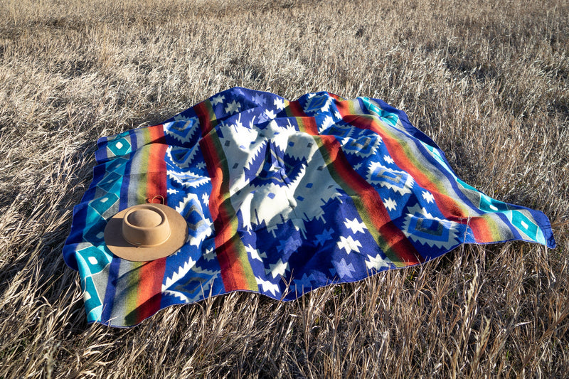 Andean Alpaca Wool Blanket - Ocean Breeze