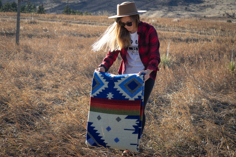 Andean Alpaca Wool Blanket - Ocean Breeze