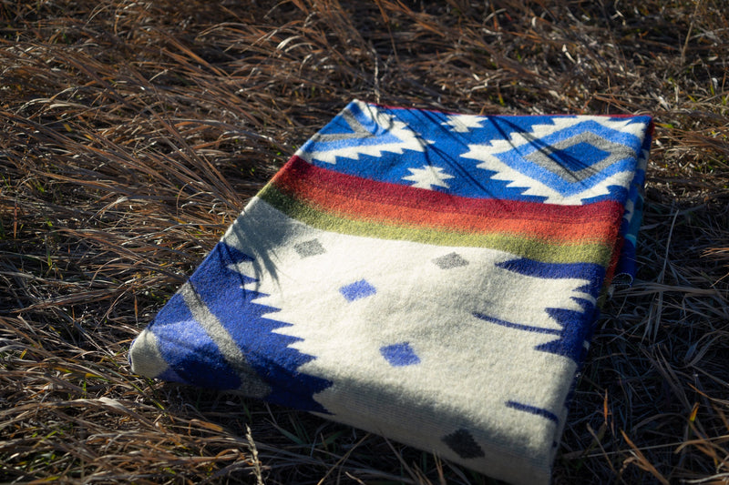 Andean Alpaca Wool Blanket - Ocean Breeze