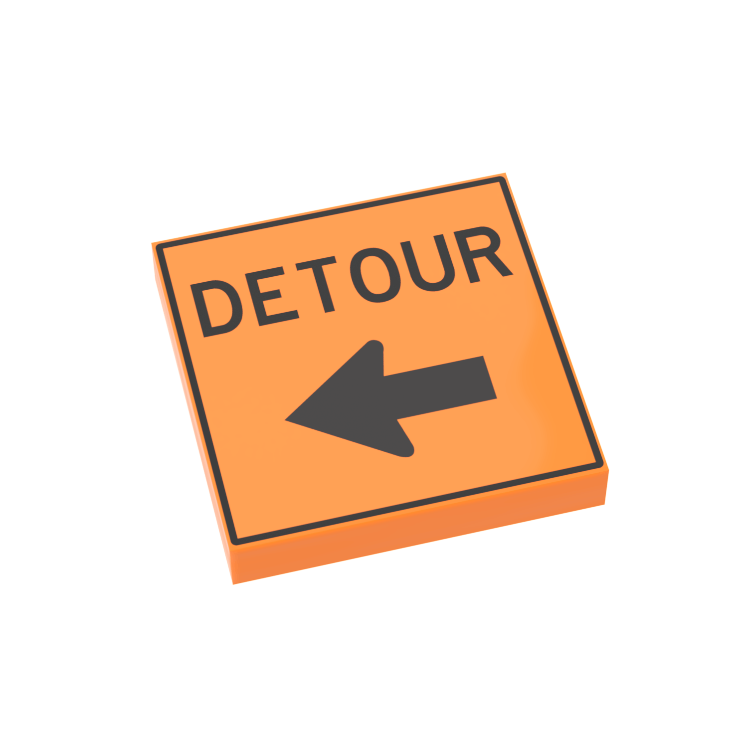 "Detour" Construction Sign (Left) - Custom Printed - Made Using LEGO® Parts